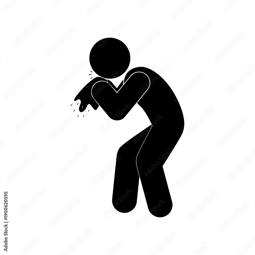 Fototapeta premium Use tissue cover your mouth agitator, Cover your cough and sneeze icon, Person coughing icon. Flat vector illustration design for websites, app, infographics isolated on a white background