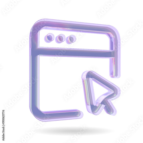 3D website icon with isolate angles in 3D glass style