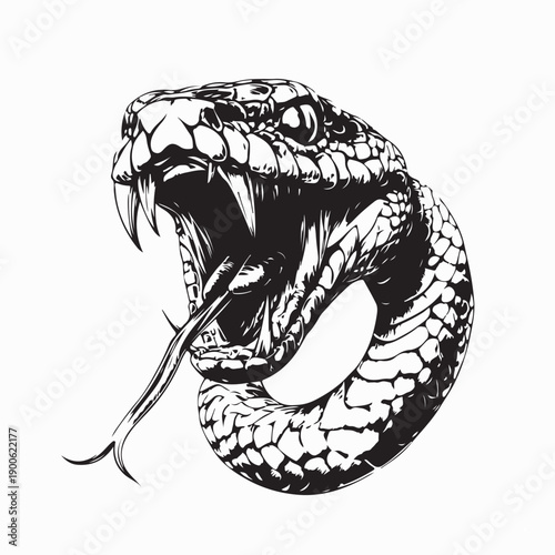 Viper Snake Closeup Face Head of Viper Snake White Background.