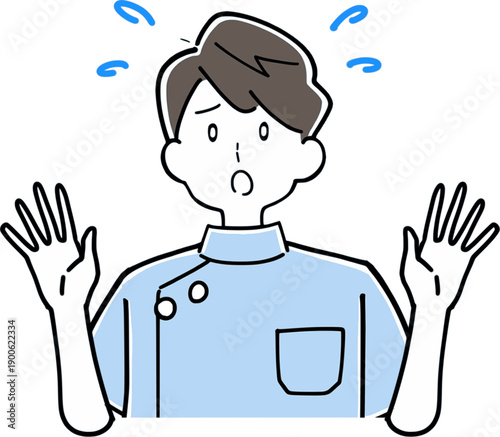 驚き・パニックになる男性看護師のイラスト