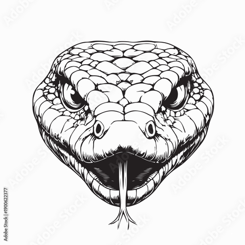 Viper Snake Closeup Face Head of Viper Snake White Background.