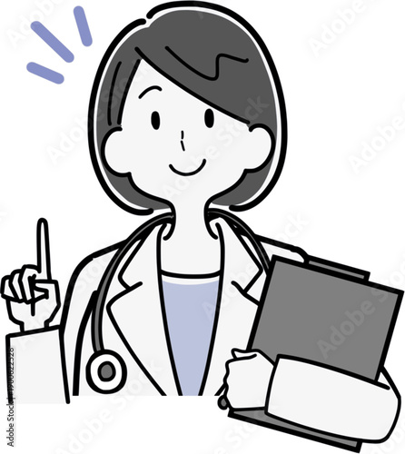 案内・説明する女医のイラスト