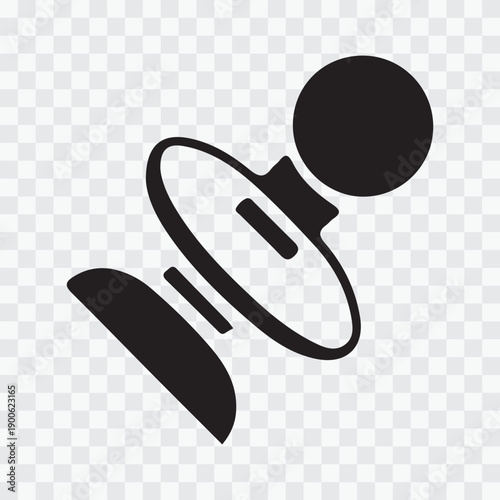 Abstract design featuring a microphone with a spherical top and dynamic lines isolated on transparent background