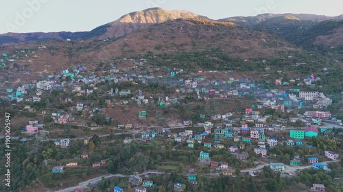 Wallpaper Mural Aerial view of a Jajarkot village shows rural homes scattered across hills and valleys. The landscape reflects traditional living, remote geography, and the natural beauty of western Nepal. Torontodigital.ca