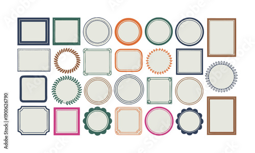 Modern colorful outline decorative frame shapes vector illustration, easily editable.