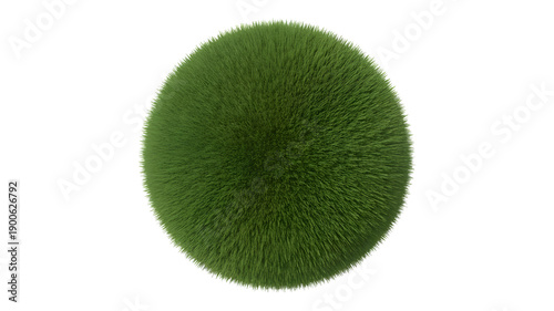 Vibrant green grassy sphere with lush textured surface