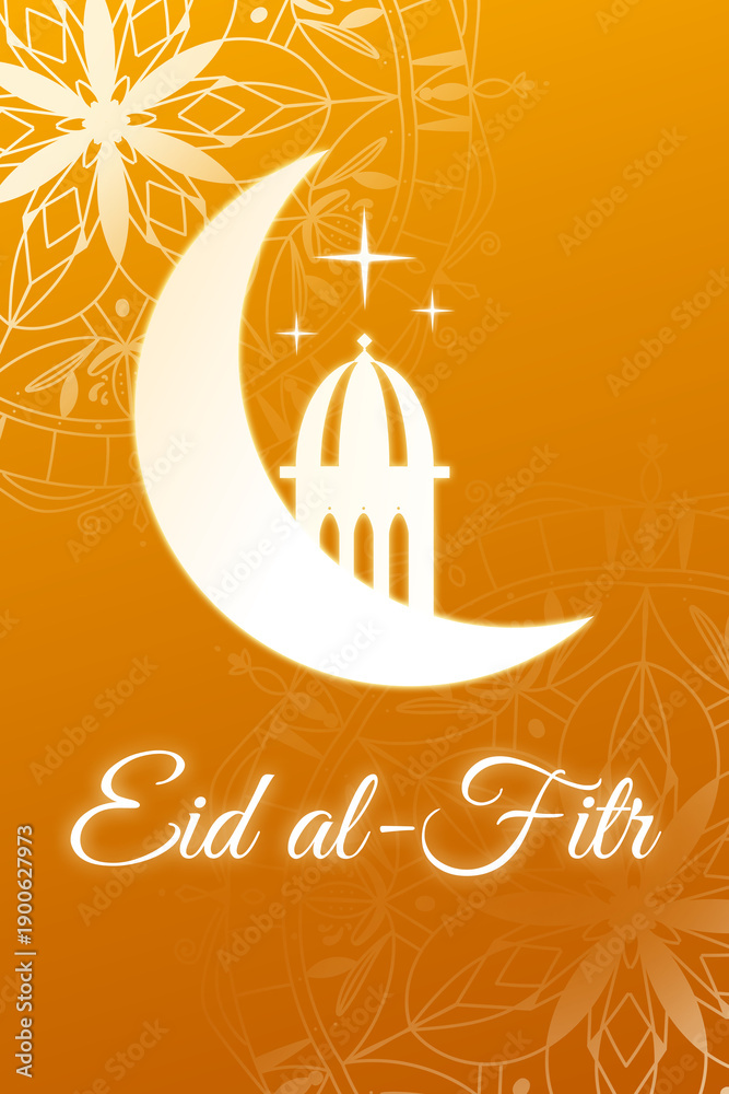Fototapeta premium Celebration of Eid al-Fitr during Ramadan with moon and mosque design