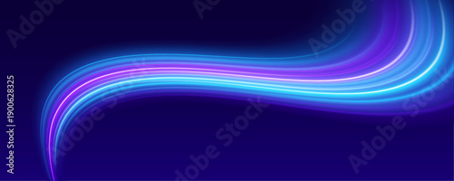 A flowing blue-pink neon line glimmers with subtle spark reflections. Its glow enhances motion and dynamic energy. Ideal for futuristic designs. vector