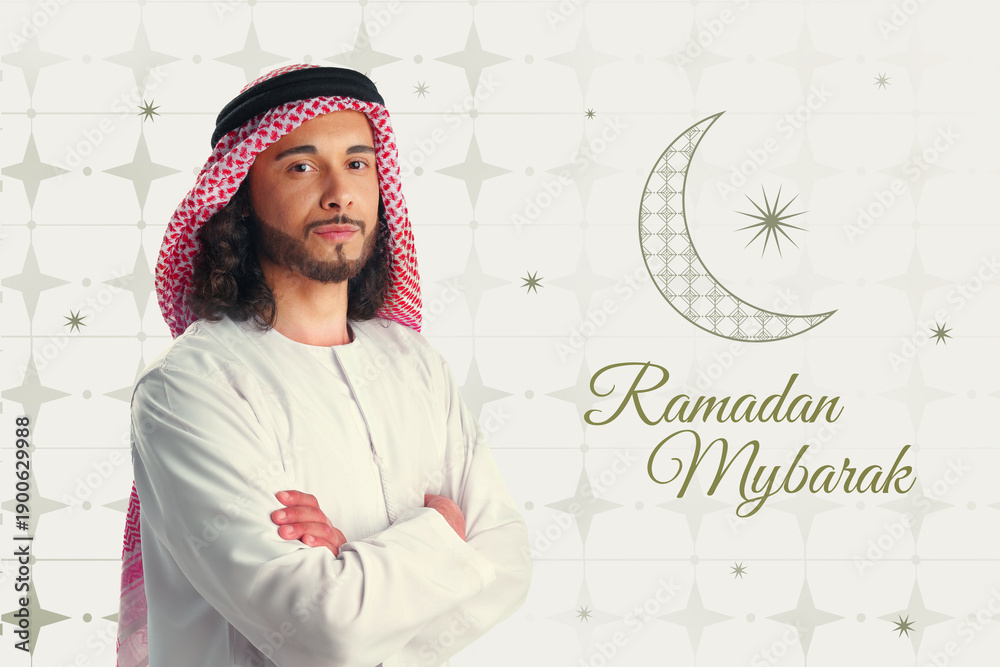 Fototapeta premium Person celebrating Ramadan with traditional dress in a festive setting