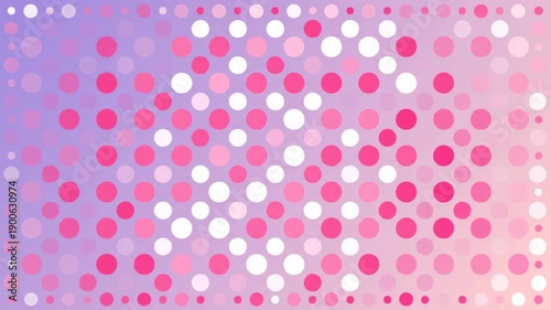 Seamless loop of animated stylized pink and white geometric polka dots gently rotating and fading on a soft pastel background suitable for digital design technology, digital, minimalist