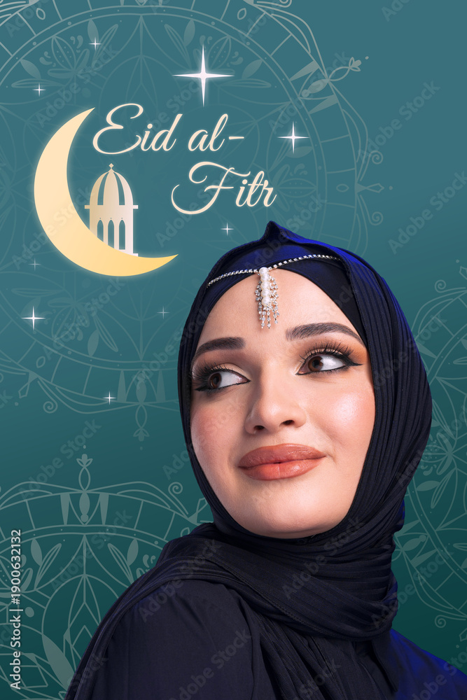 Fototapeta premium Celebrating Eid al-Fitr with a joyful spirit and a joyful smile
