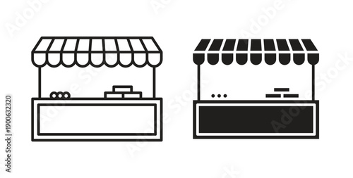 Farmer stall icons. Vector linear icon isolated on white background.