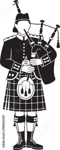 Bagpiper Silhouette Illustration Celebrating Scottish Culture and Heritage
