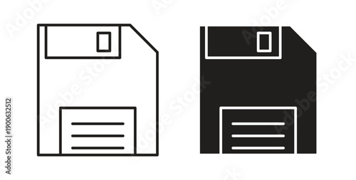 Floppy disk icons. Vector linear icon isolated on white background.