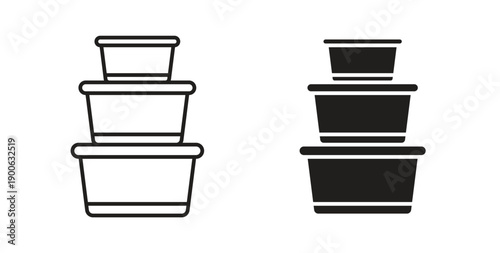 Food containers icons. Vector linear icon isolated on white background.