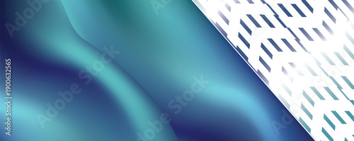 Blue-green gradient studio room, abstract background pattern, walls and floor reflect neon lights, dark tones and feel speed of digital technology connected blue-green background eps10.