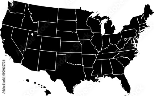 Black Silhouette Map Of The United States With Subtle Colored Lights Highlighting Some State Borders And Cities Usa Map United States Map Country Map Transparent Background