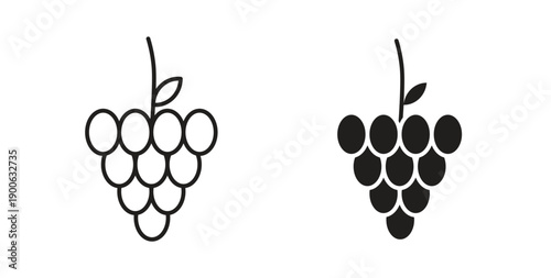 Grapes icons. Vector linear icon isolated on white background.