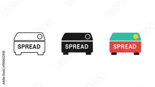 A set of three spread icons in different colors Vector