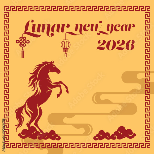 Lunar New Year 2026 horse vector illustration for commercial advertising and promotion