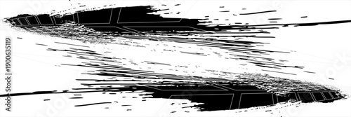 Tire tread marks, wheel textures, tire marks - car racing, motocross, drift, rally, off-road and others. Vector black isolated texture in grunge style with splashes.eps10