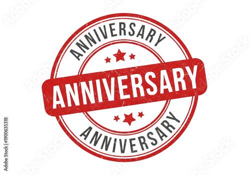 Free Download Anniversary Red Rubber Stamp Icon with Stars for Celebration Event Invitation and Business Banner - GFXLoad