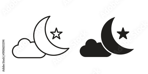 Night icons. Vector linear icon isolated on white background.