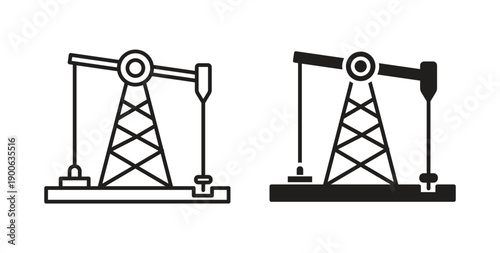 Oilfield icons. Vector linear icon isolated on white background.