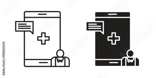 Online consulting icons. Vector linear icon isolated on white background.