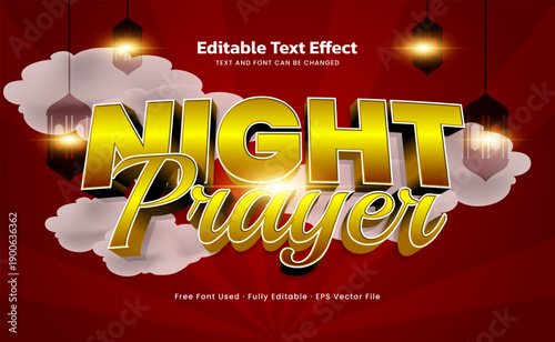 Night Prayer Editable Text Effect - Elegant Islamic Typography for Religious and Celebration Design
