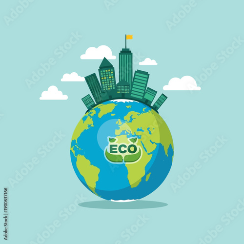 Green City Eco Globe: Sustainable Urban Development and Environmental Care Concept