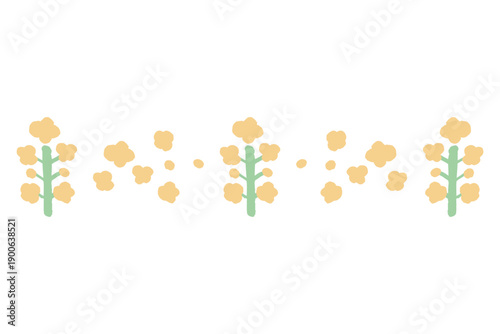 4月の園だよりに使いやすい シンプル手描きイラストカットシリーズ｜菜の花のライン | Simple Hand-Drawn April Newsletter Illustration Series | Rapeseed Flower Divider Line
