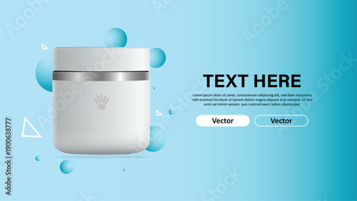 White Food Jar mug, Insulated Food Jar isolated on white background, vector illustration, realistic mug design, suitable for keeping meals hot or cold, Food Jar insulated mug realistic design