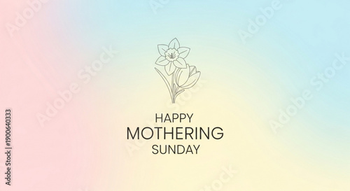 Happy mothering sunday greeting card with flower illustration on pastel background