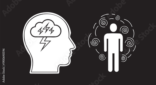 Creative concept of human mind and influence with energy waves illustration