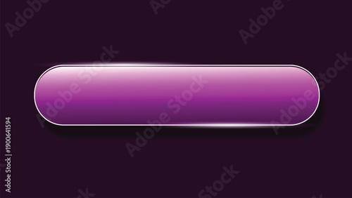 Glossy Purple Web Button. Shiny violet rectangular web button with rounded corners and silver metal frame.