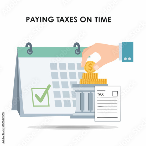 Flat Style Tax Payment Reminder on Calendar Illustration
