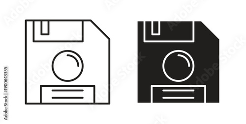 Floppy disk icon in line design. editable stroke icons pack