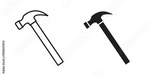 Hammer icon in line design. editable stroke icons pack