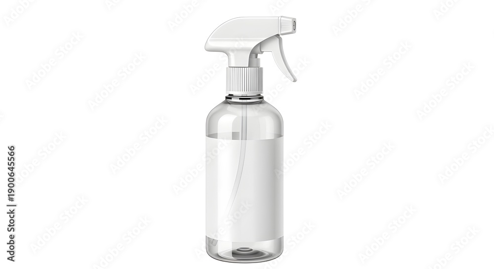 Fototapeta premium Clear plastic spray bottle with white trigger standing upright