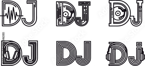 DJ logos with various designs and symbols for music and entertainment  professional disc jockey icons