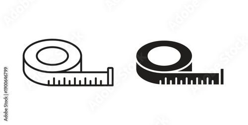 Meter tape icon in line design. editable stroke icons pack