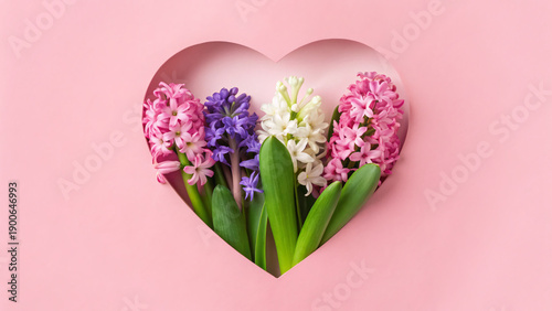 Flowers arranged in heart shape with pink background for a warm and inviting look st valentine's day mothers day womens day