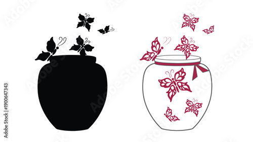 Butterfly release design elements isolated on white.