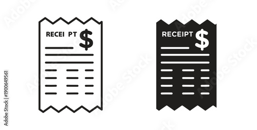 Receipt icon in line design. editable stroke icons pack