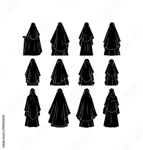Assorted Modern Hijab and Niqab Vector Silhouettes