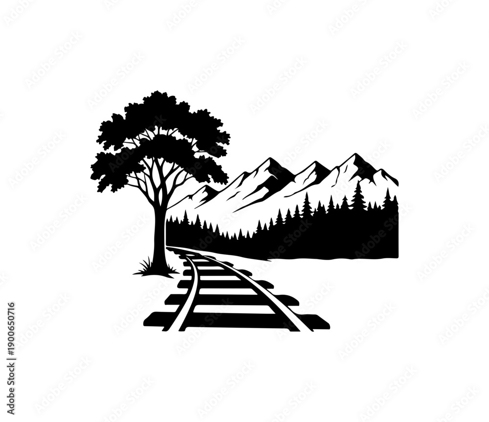Fototapeta premium Scenic Train Tracks Through Nature