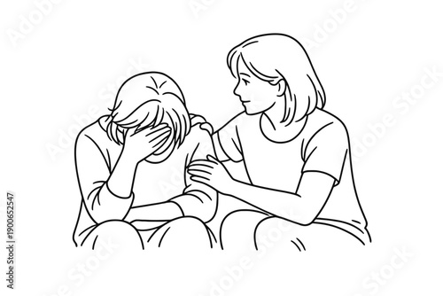 Comforting gesture: young caucasian female consoles emotional friend with empathy