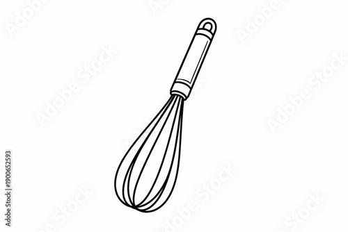 Black and white outline of a kitchen whisk