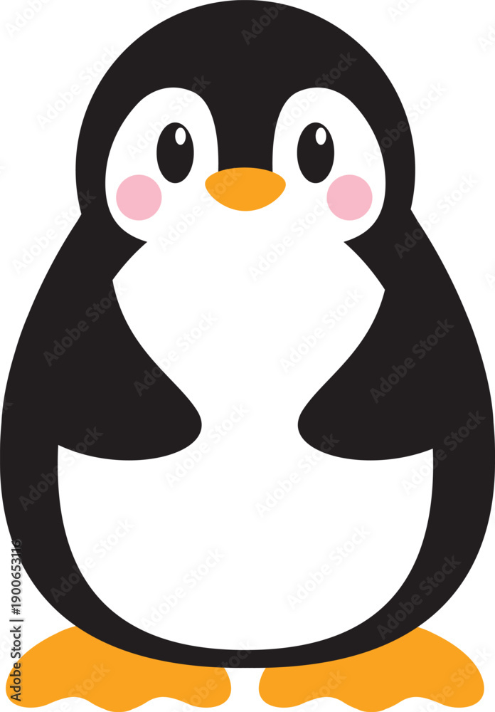 Obraz premium Cute Penguin cartoon flat style